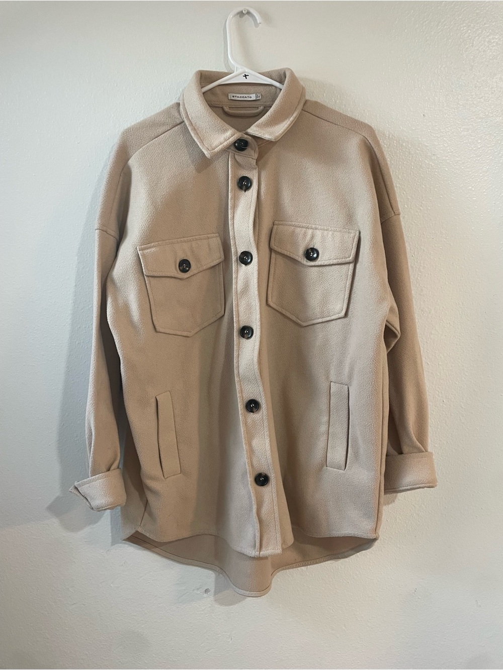 Staccato Beige Button-Up Shacket Jacket